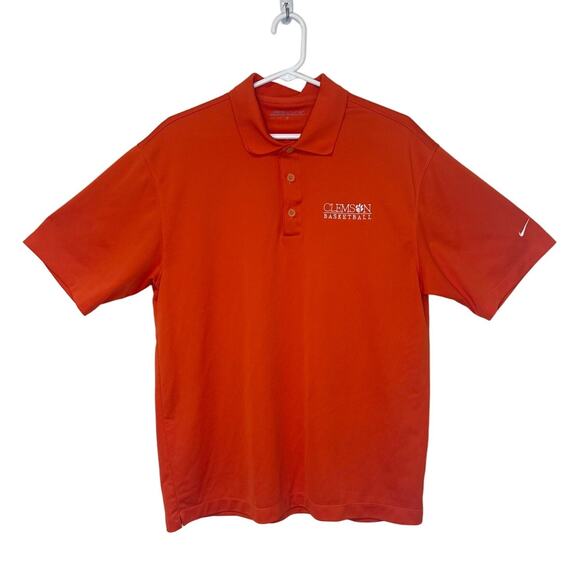 Nike Golf Dri-Fit Orange Clemson Basketball Polo Size L - Picture 1 of 7